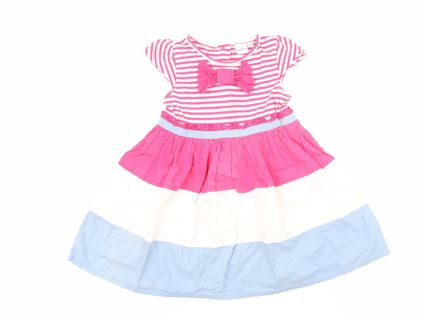 Blue Zoo Baby Multicoloured Colourblock 100% Cotton Fit & Flare Size 18-24 Months Round Neck Button