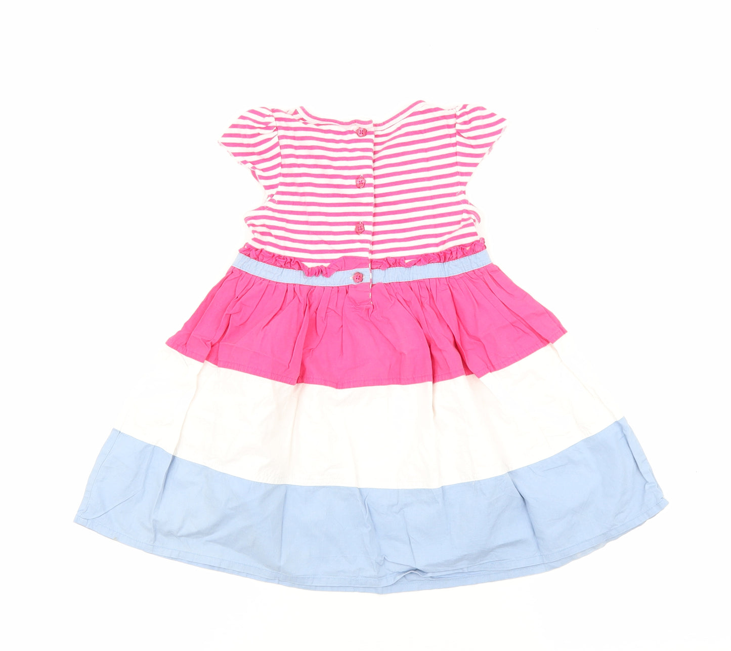 Blue Zoo Baby Multicoloured Colourblock 100% Cotton Fit & Flare Size 18-24 Months Round Neck Button