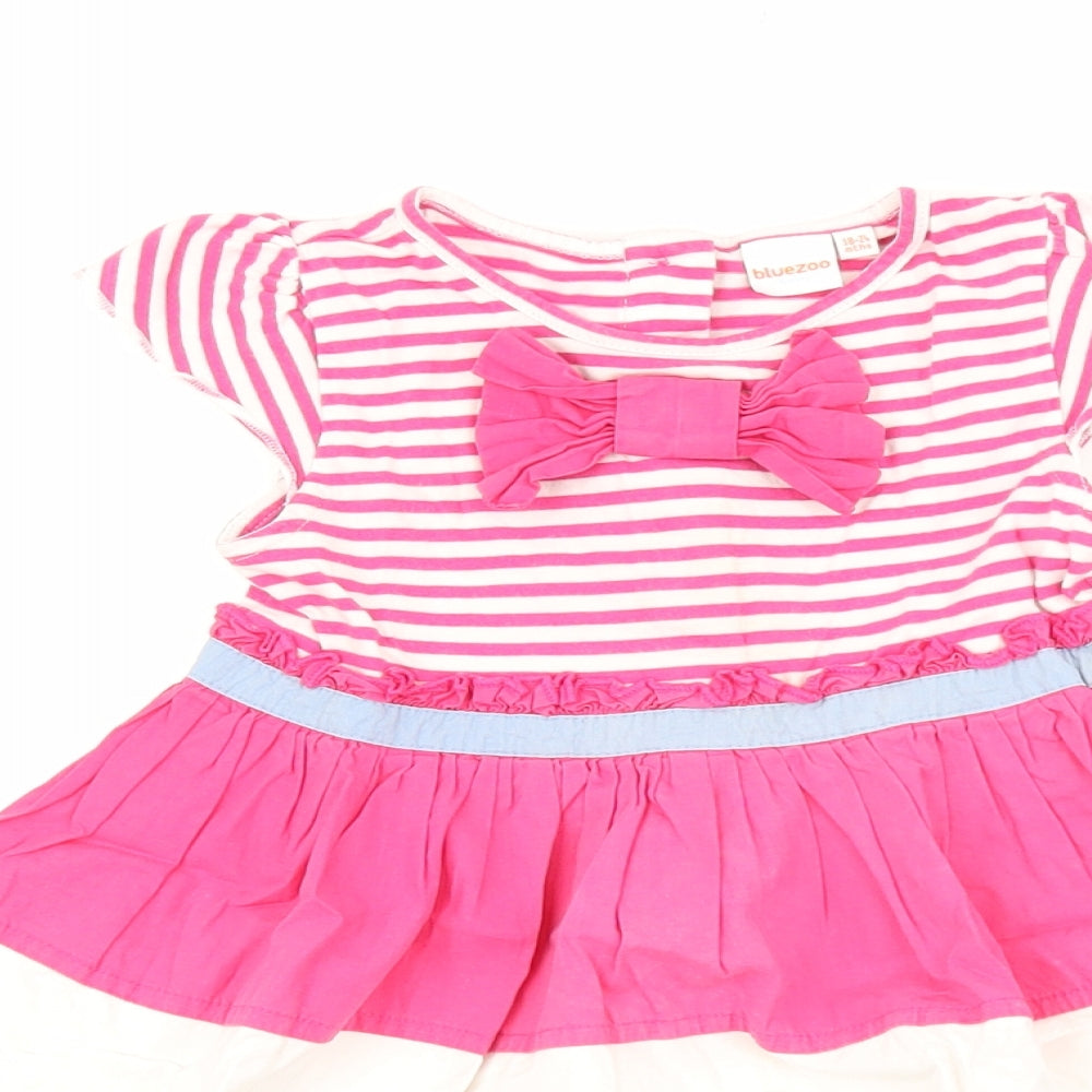 Blue Zoo Baby Multicoloured Colourblock 100% Cotton Fit & Flare Size 18-24 Months Round Neck Button