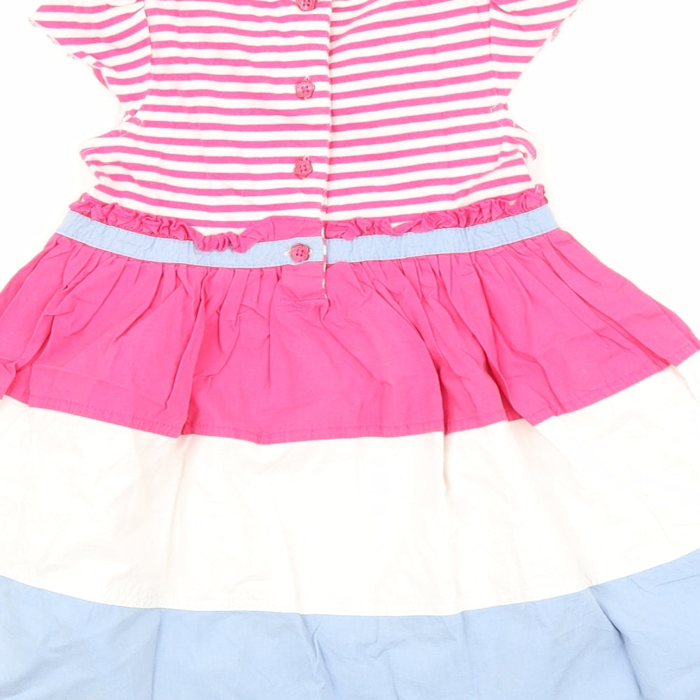 Blue Zoo Baby Multicoloured Colourblock 100% Cotton Fit & Flare Size 18-24 Months Round Neck Button
