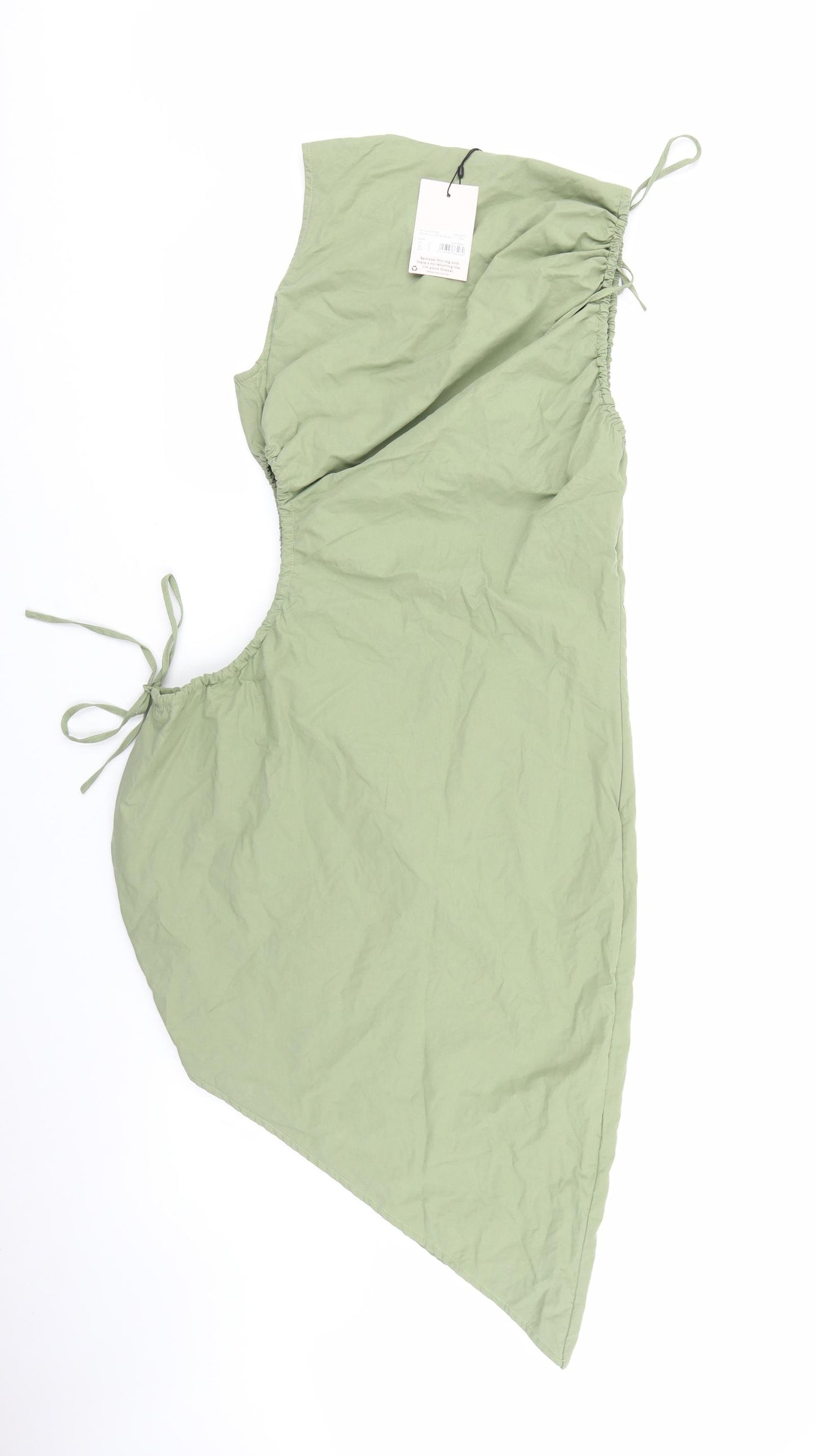 Missguided Womens Green 100% Cotton Shift Size 14 Round Neck Zip
