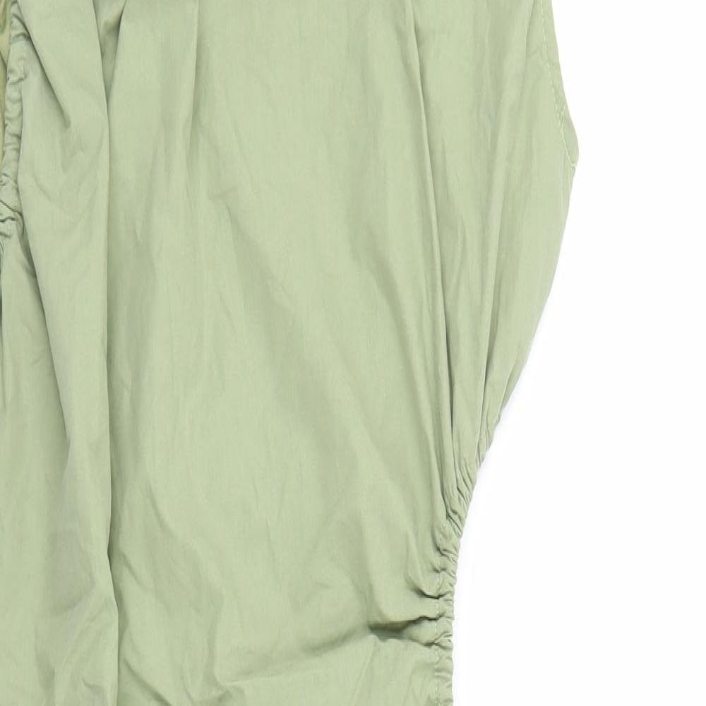 Missguided Womens Green 100% Cotton Shift Size 14 Round Neck Zip