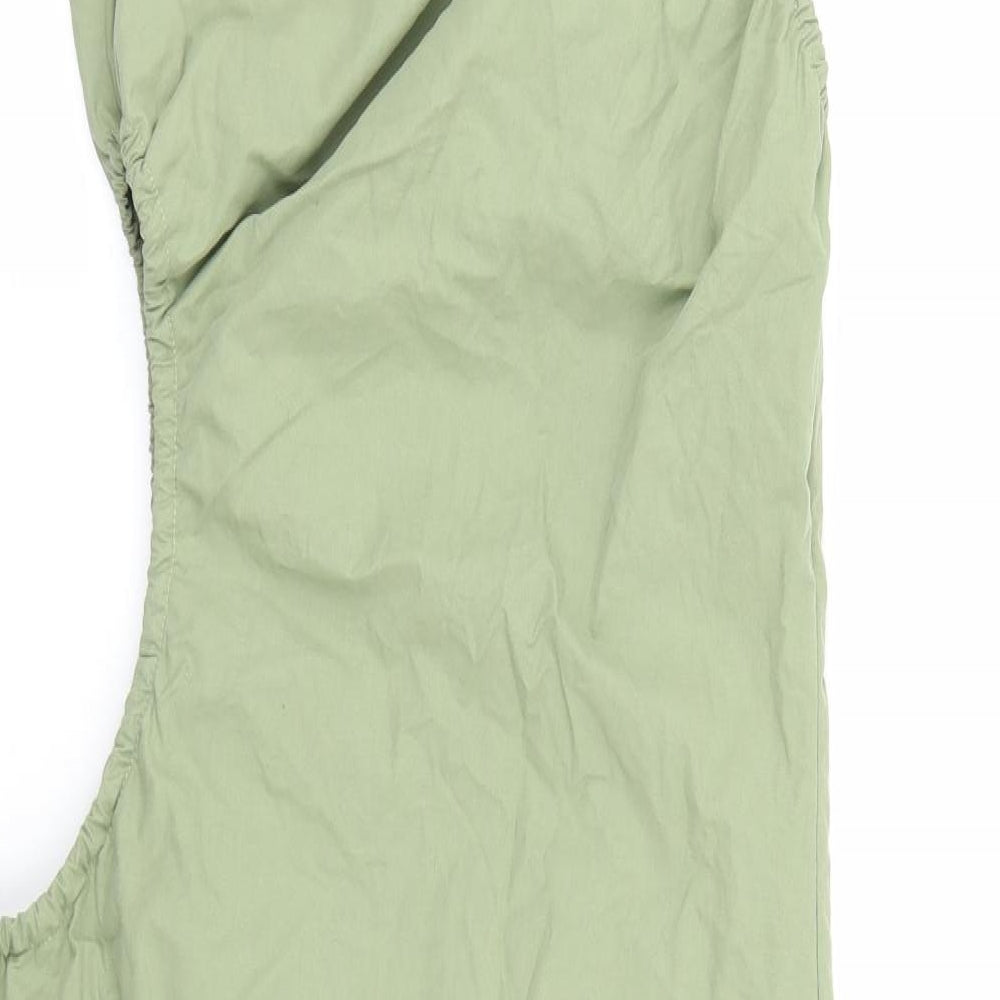 Missguided Womens Green 100% Cotton Shift Size 14 Round Neck Zip