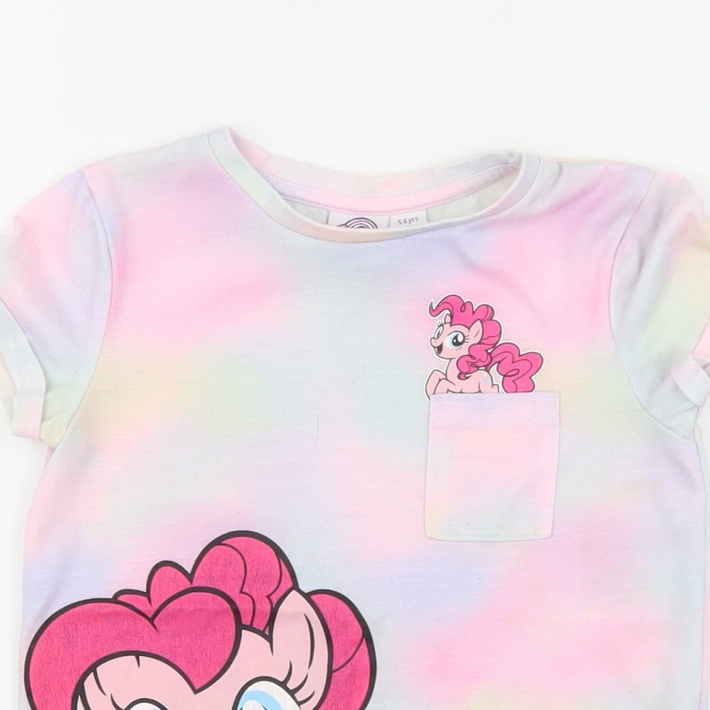 My Little Pony Girls Multicoloured 100% Cotton Basic T-Shirt Size 5-6 Years Round Neck Pullover - Unicorn