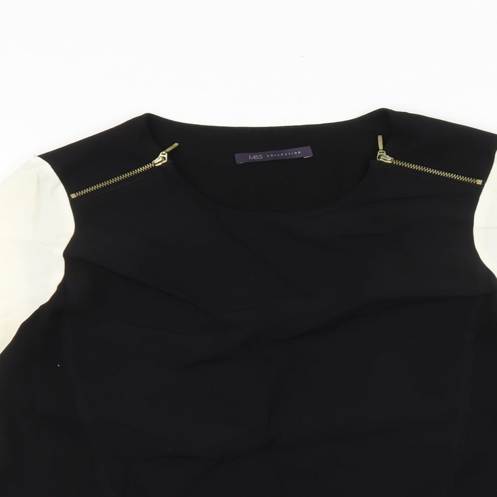 Marks and Spencer Womens Blue Viscose Basic Blouse Size 10 Round Neck
