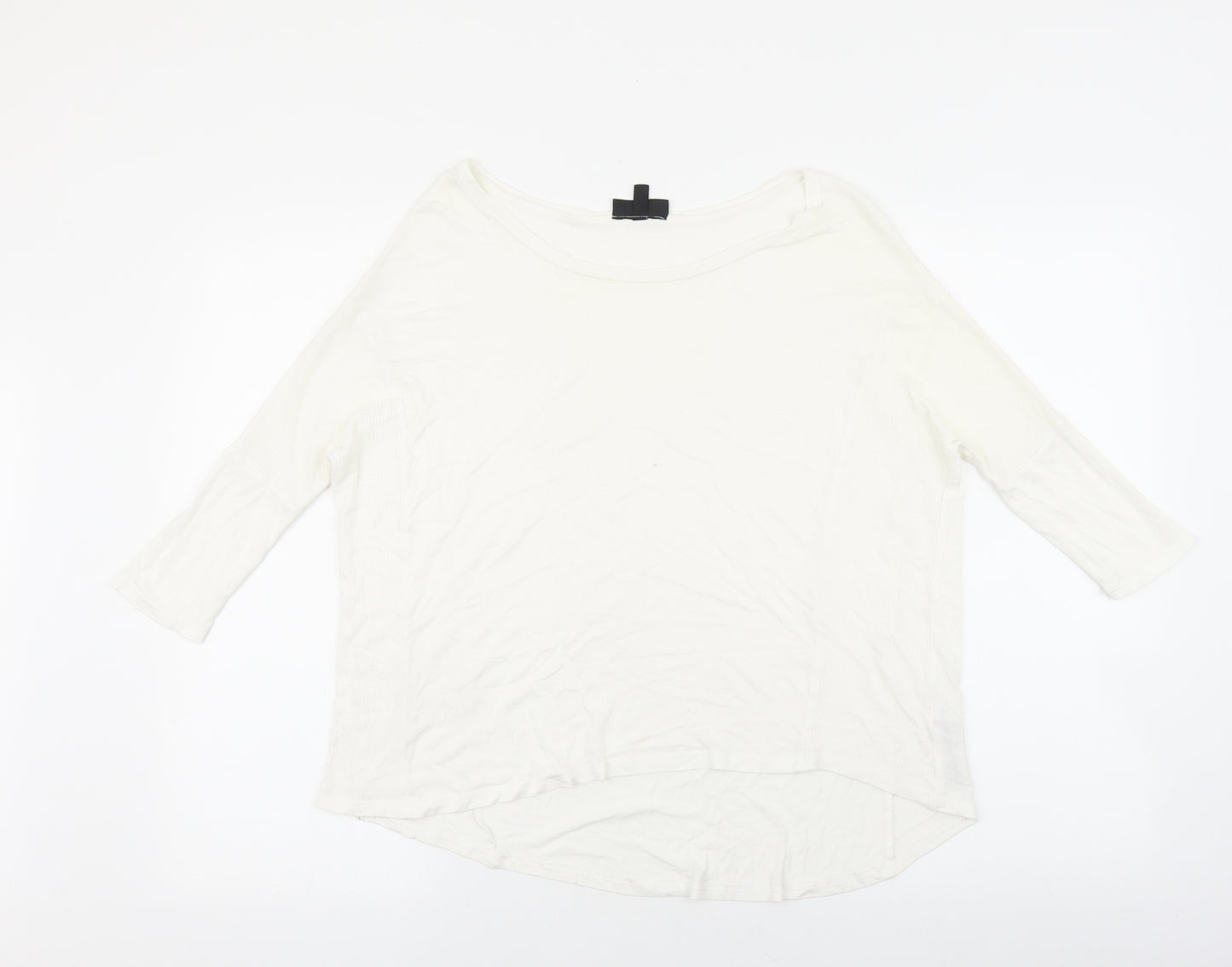 Topshop Womens White Viscose Basic T-Shirt Size 4 Boat Neck