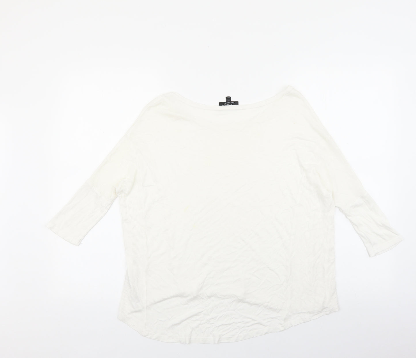 Topshop Womens White Viscose Basic T-Shirt Size 4 Boat Neck