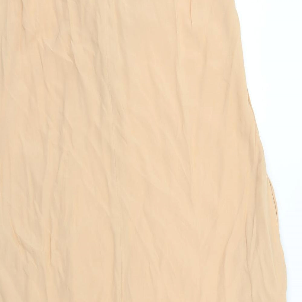 Zara Womens Orange Viscose A-Line Size M V-Neck Tie