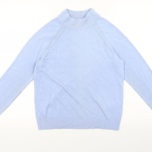Marks and Spencer Womens Blue Mock Neck Acrylic Pullover Jumper Size 8