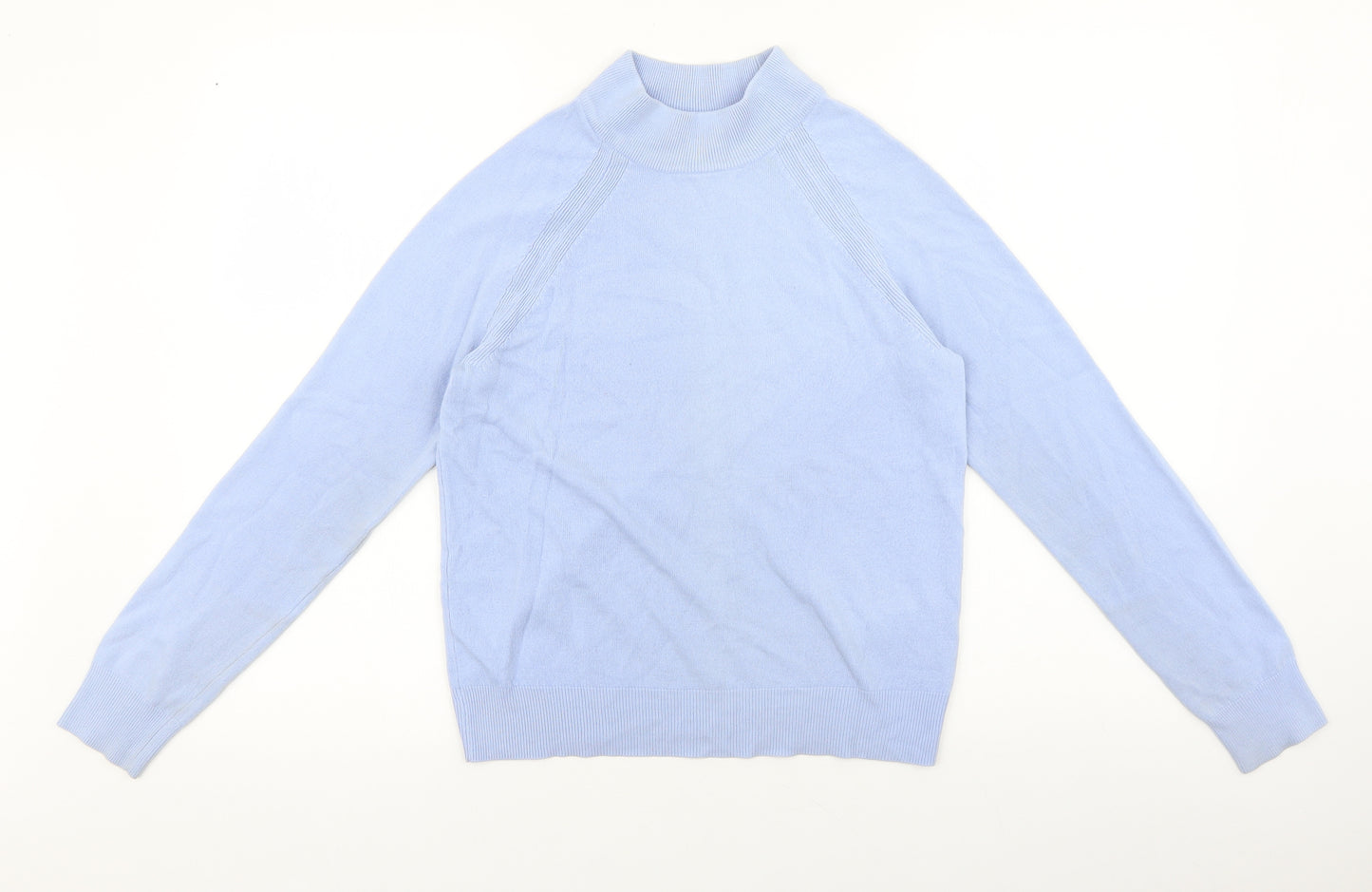 Marks and Spencer Womens Blue Mock Neck Acrylic Pullover Jumper Size 8