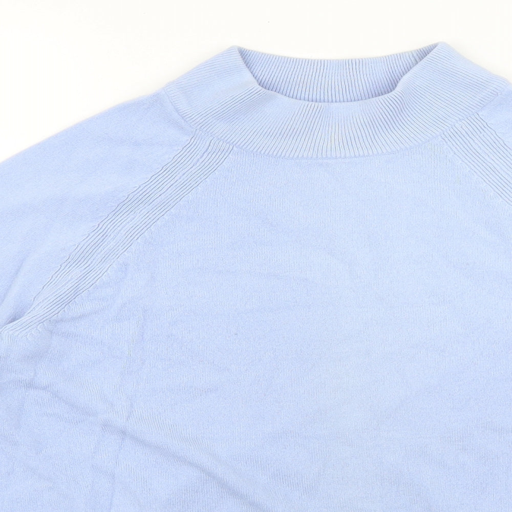 Marks and Spencer Womens Blue Mock Neck Acrylic Pullover Jumper Size 8