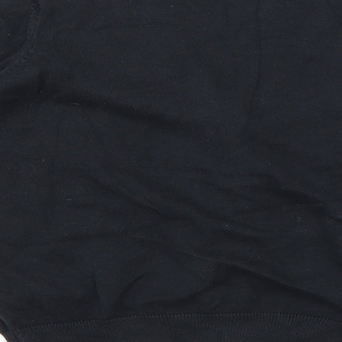 Marks and Spencer Girls Black V-Neck 100% Cotton Cardigan Jumper Size 12-13 Years Button