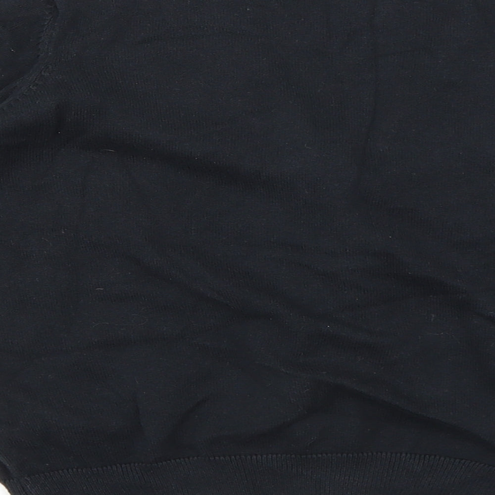 Marks and Spencer Girls Black V-Neck 100% Cotton Cardigan Jumper Size 12-13 Years Button
