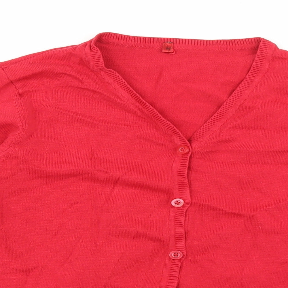 George Girls Red V-Neck 100% Cotton Cardigan Jumper Size 12-13 Years Button
