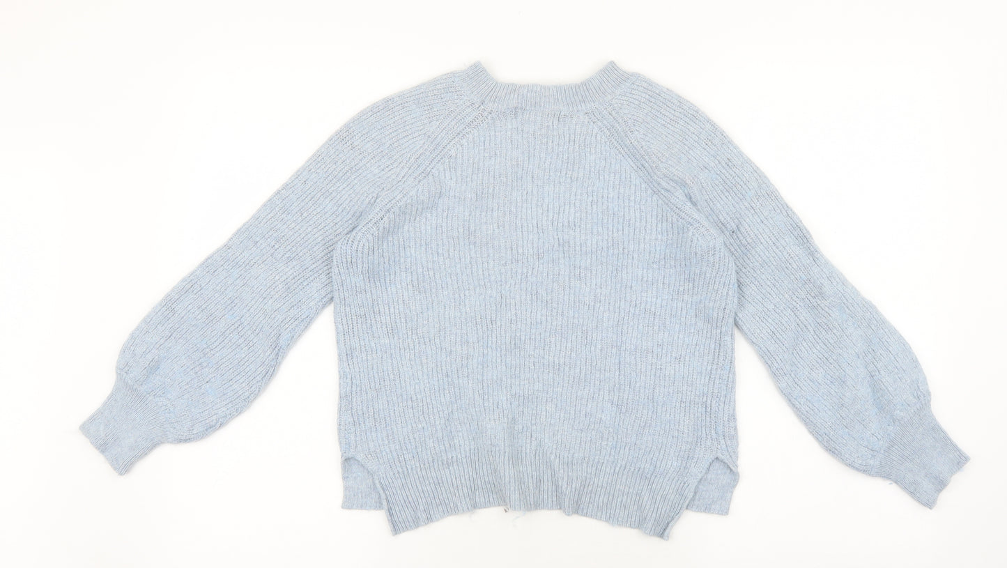 Marks and Spencer Womens Blue Round Neck Polyamide Pullover Jumper Size S