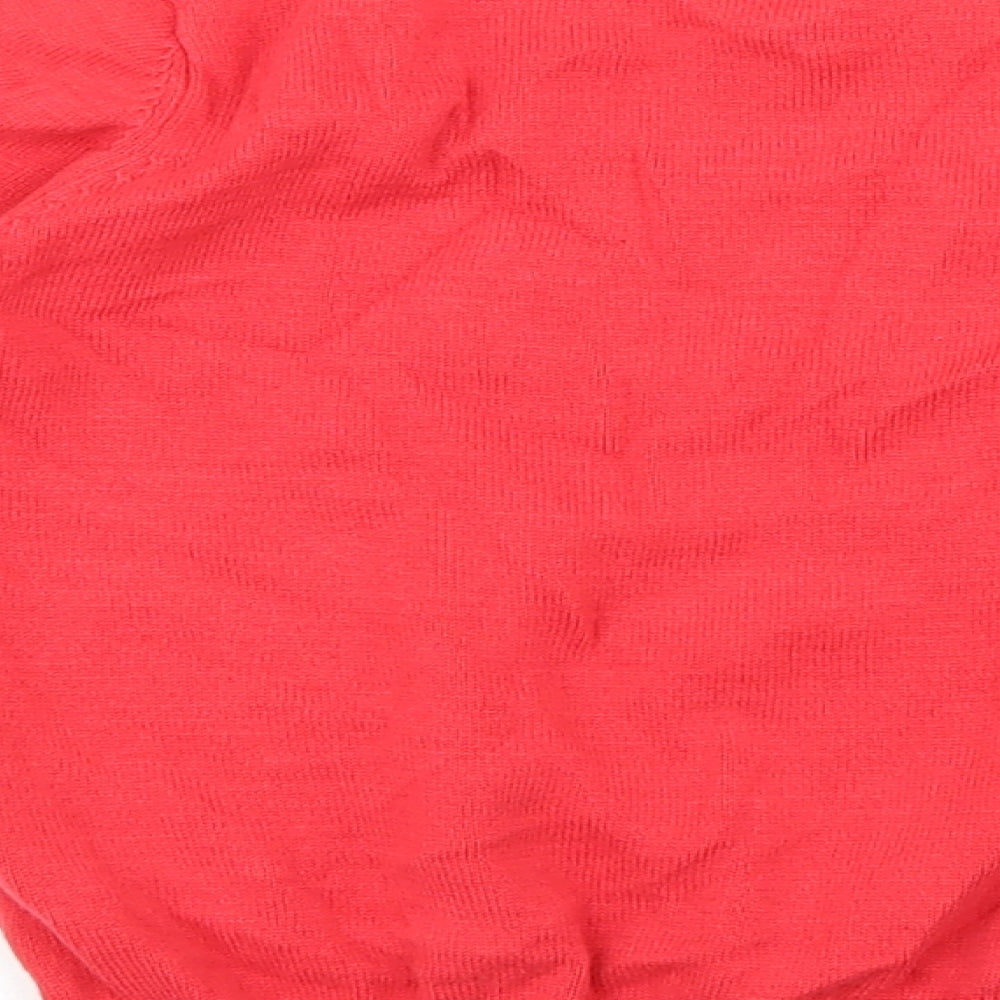 Marks and Spencer Girls Red V-Neck 100% Cotton Pullover Jumper Size 5-6 Years Pullover