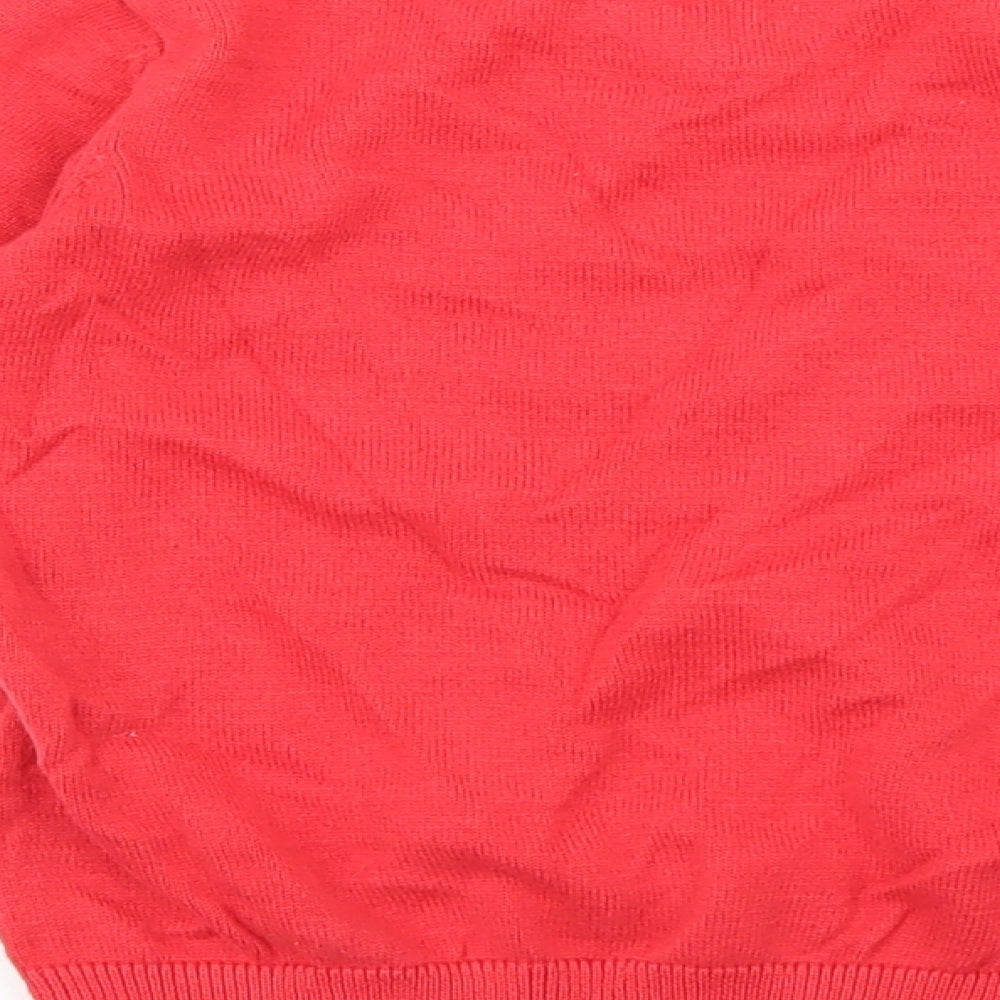 Marks and Spencer Girls Red V-Neck 100% Cotton Pullover Jumper Size 5-6 Years Pullover