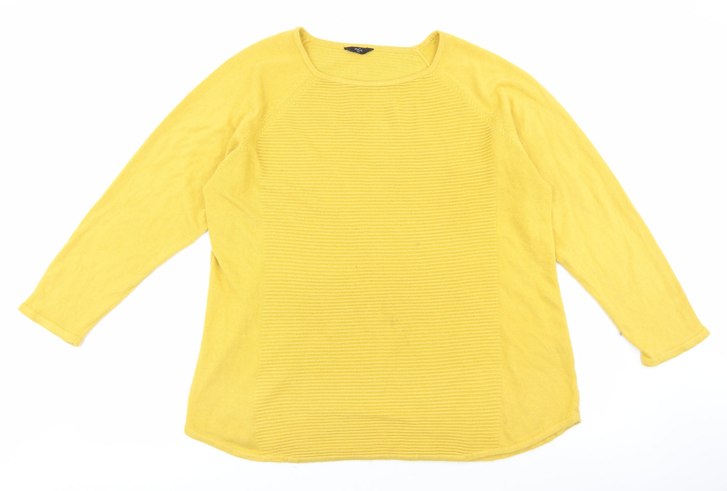 M&Co Womens Yellow Round Neck Acrylic Pullover Jumper Size 24