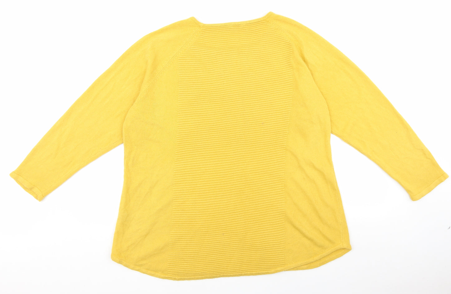 M&Co Womens Yellow Round Neck Acrylic Pullover Jumper Size 24