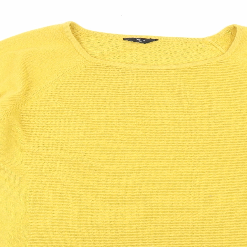M&Co Womens Yellow Round Neck Acrylic Pullover Jumper Size 24
