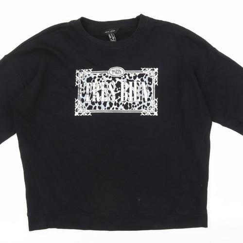 New Look Womens Black Cotton Pullover Sweatshirt Size S Pullover