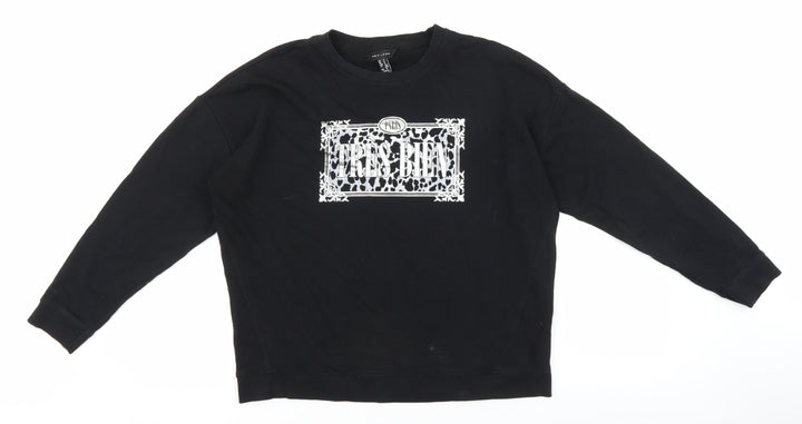 New Look Womens Black Cotton Pullover Sweatshirt Size S Pullover