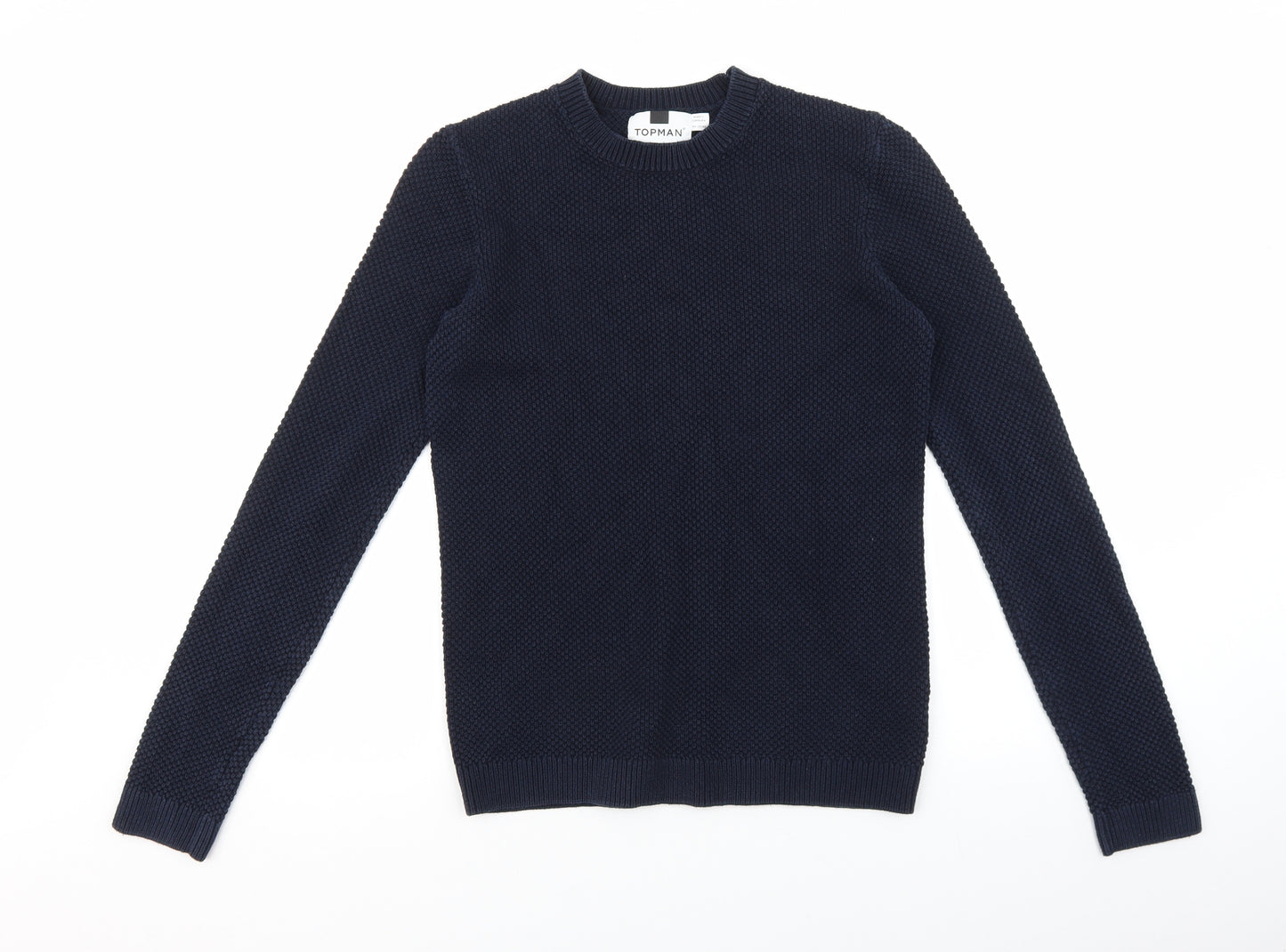 Topman Mens Blue Round Neck Cotton Pullover Jumper Size XS