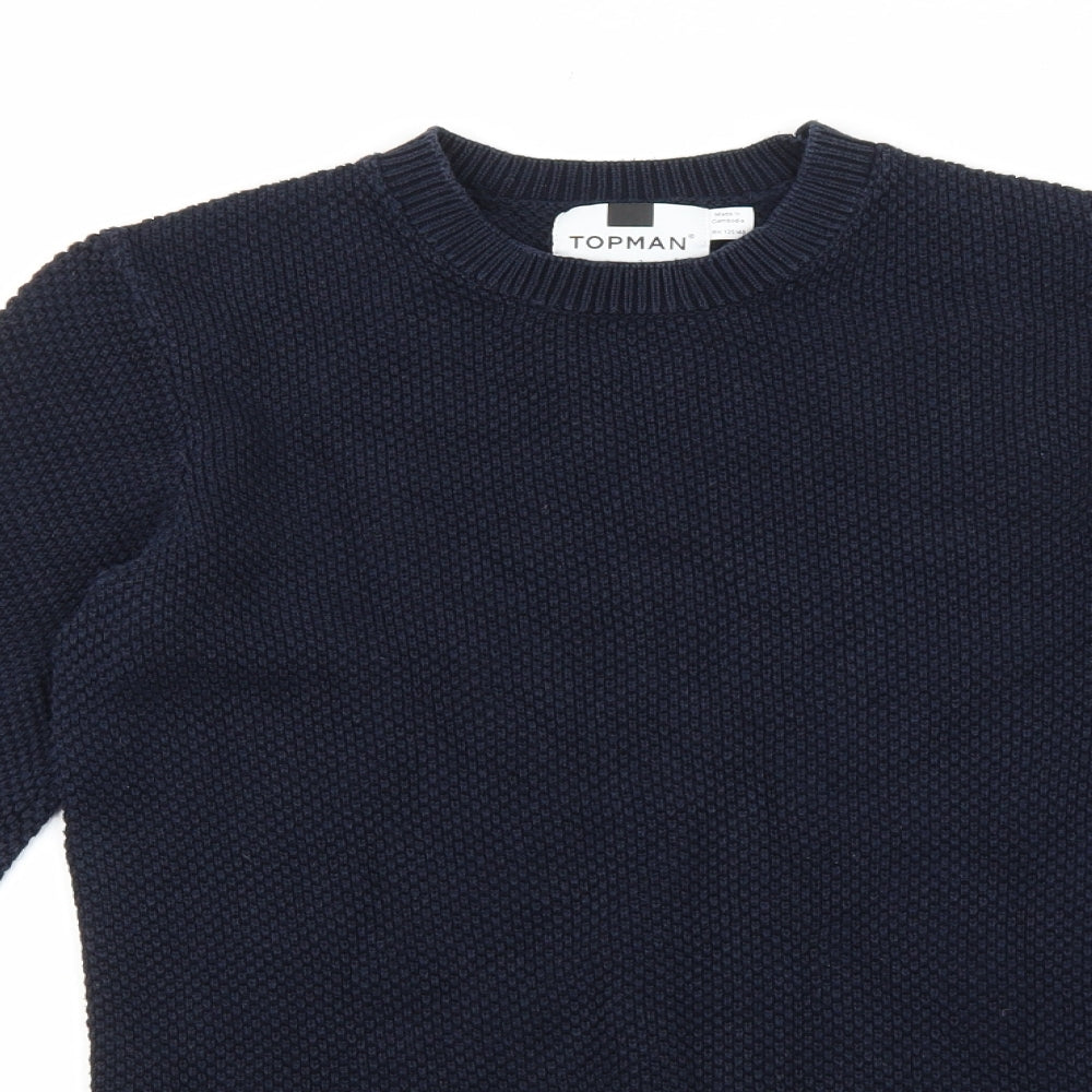 Topman Mens Blue Round Neck Cotton Pullover Jumper Size XS