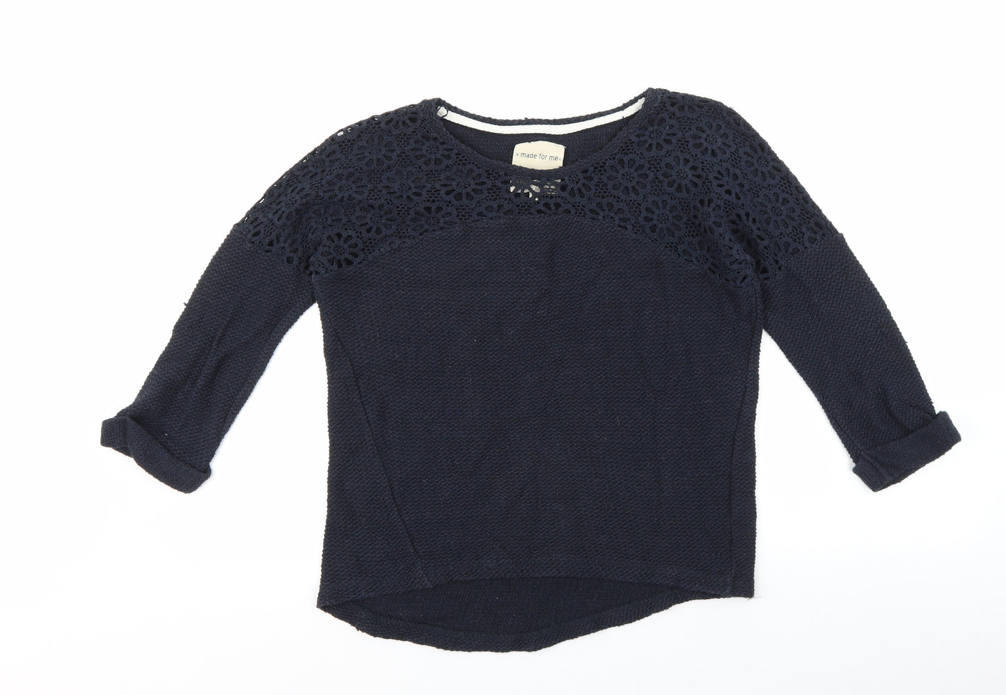NEXT Womens Blue Round Neck Floral Cotton Pullover Jumper Size 8