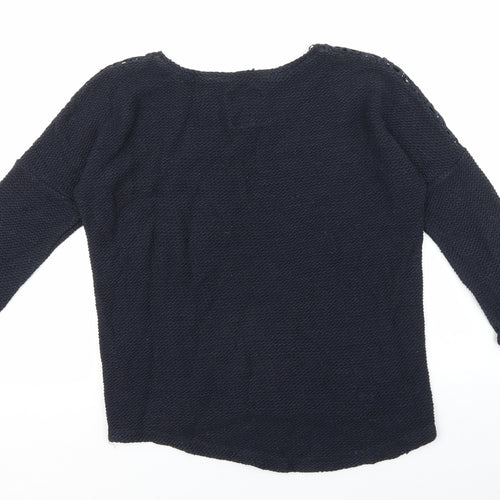 NEXT Womens Blue Round Neck Floral Cotton Pullover Jumper Size 8
