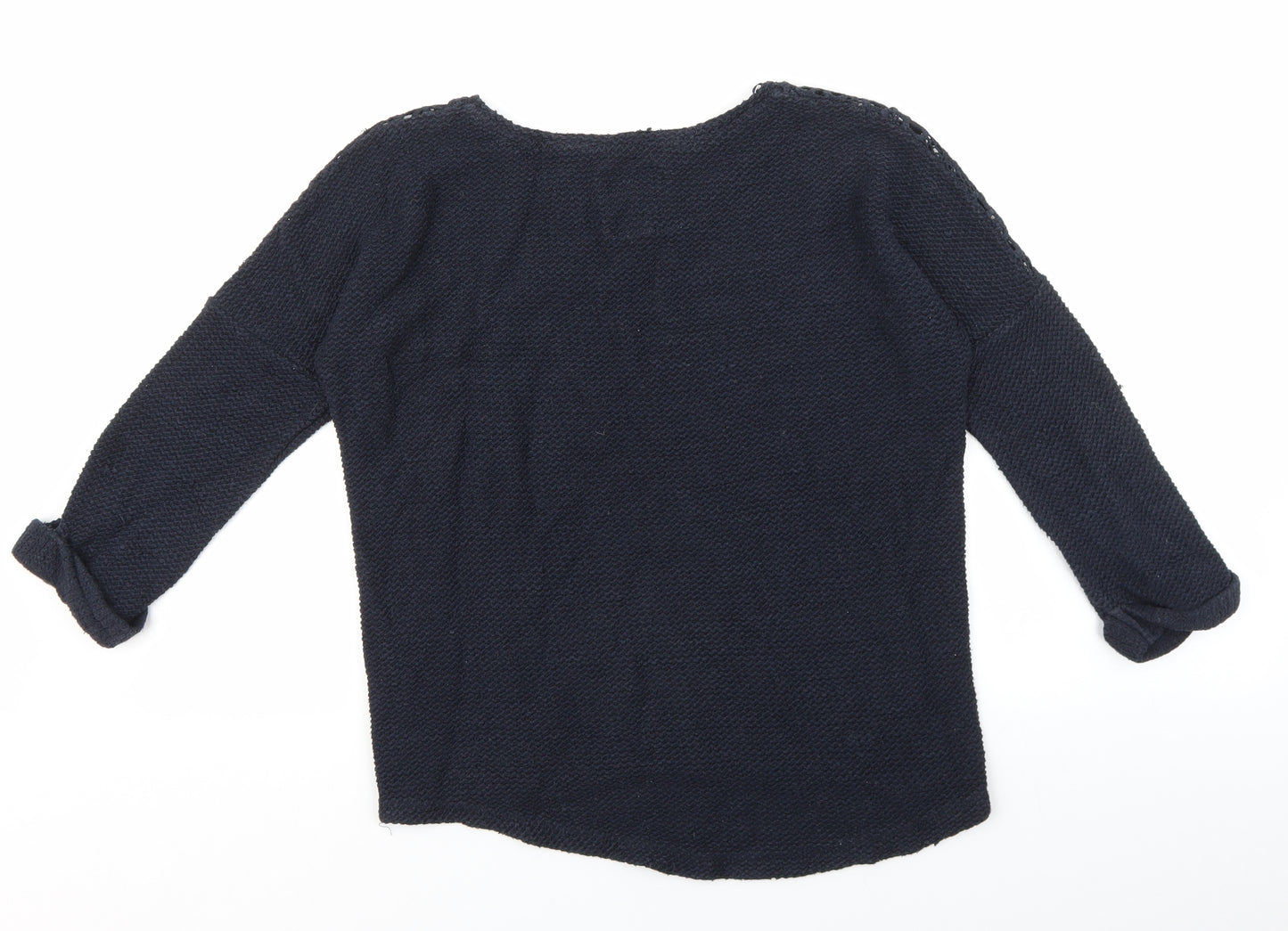 NEXT Womens Blue Round Neck Floral Cotton Pullover Jumper Size 8