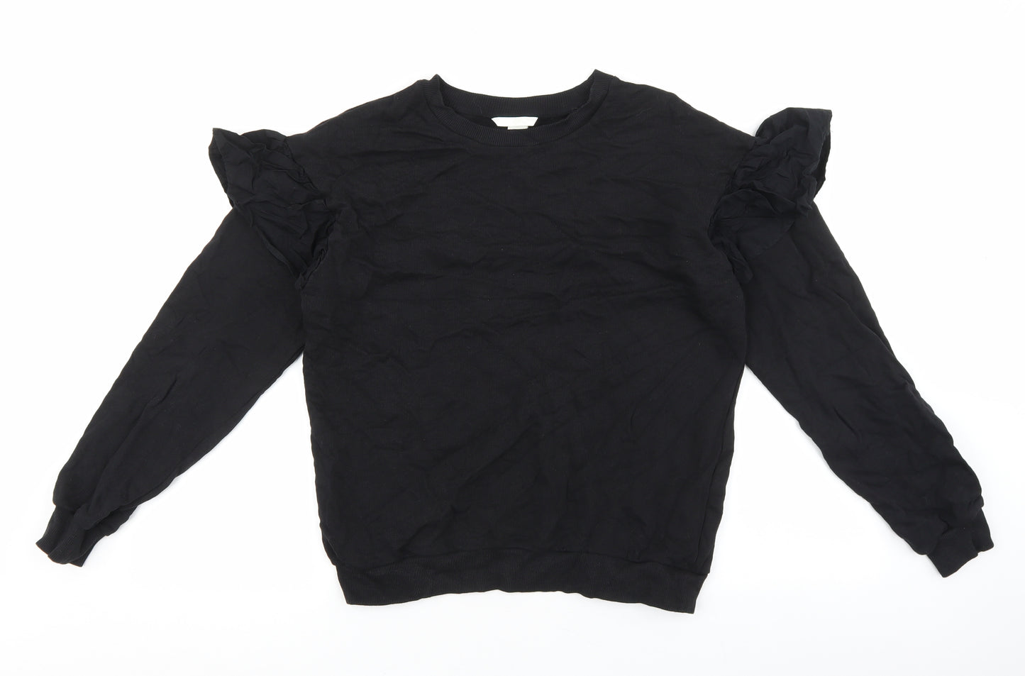 H&M Womens Black Round Neck 100% Cotton Pullover Jumper Size S