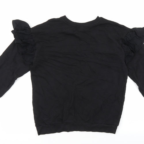 H&M Womens Black Round Neck 100% Cotton Pullover Jumper Size S