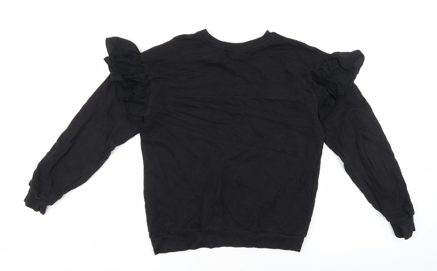 H&M Womens Black Round Neck 100% Cotton Pullover Jumper Size S