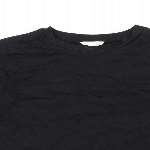 H&M Womens Black Round Neck 100% Cotton Pullover Jumper Size S