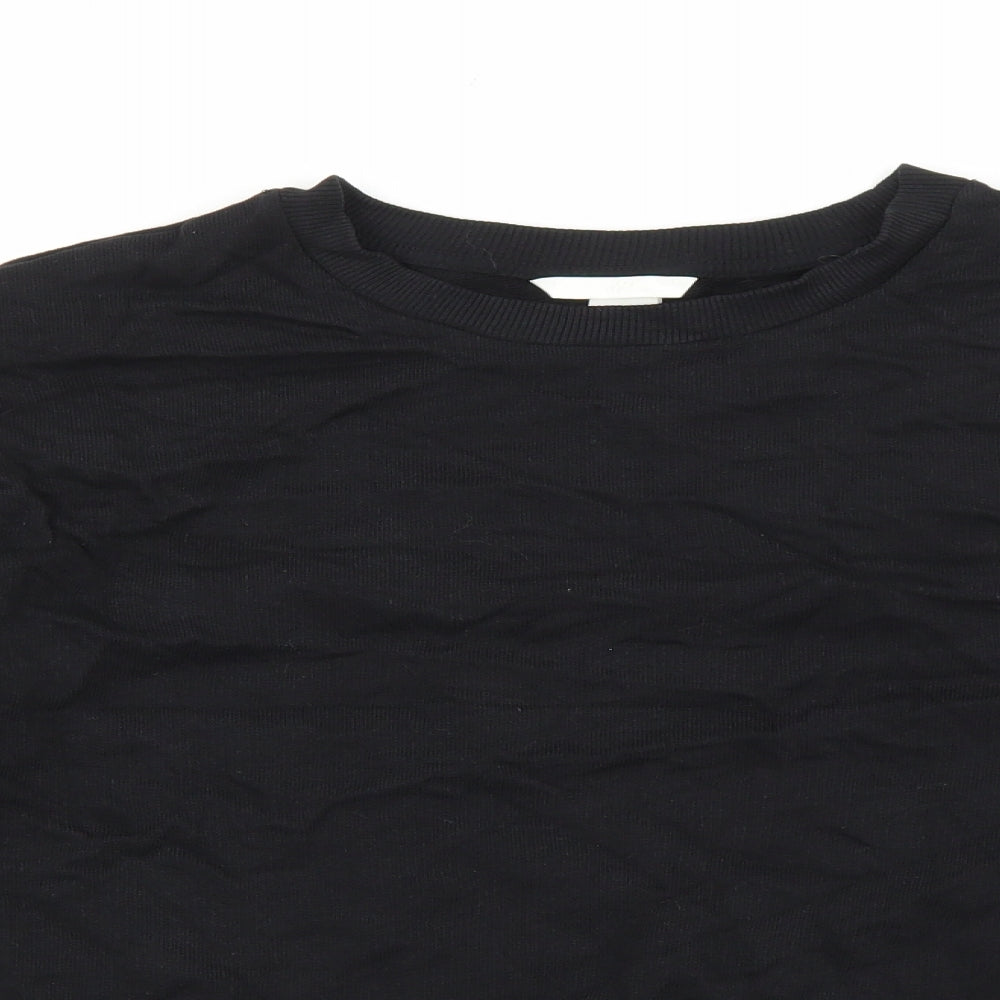 H&M Womens Black Round Neck 100% Cotton Pullover Jumper Size S