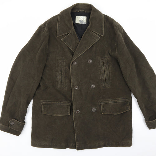 John Lewis Mens Green Pea Coat Coat Size XL Button