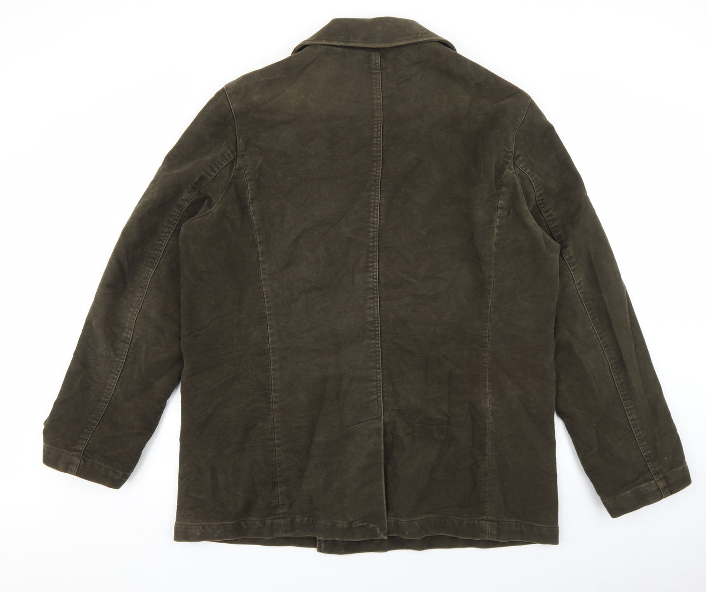 John Lewis Mens Green Pea Coat Coat Size XL Button