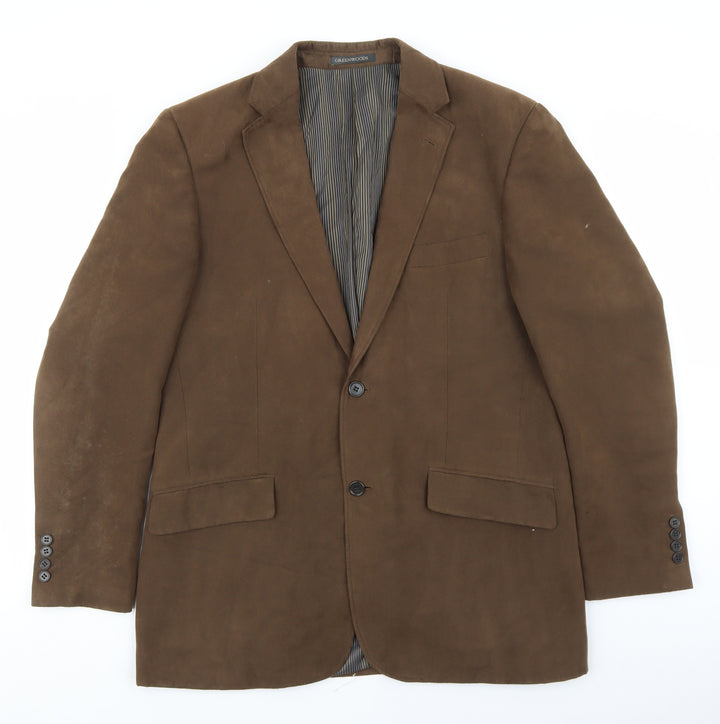 Greenwoods Mens Brown Polyester Jacket Blazer Size 40
