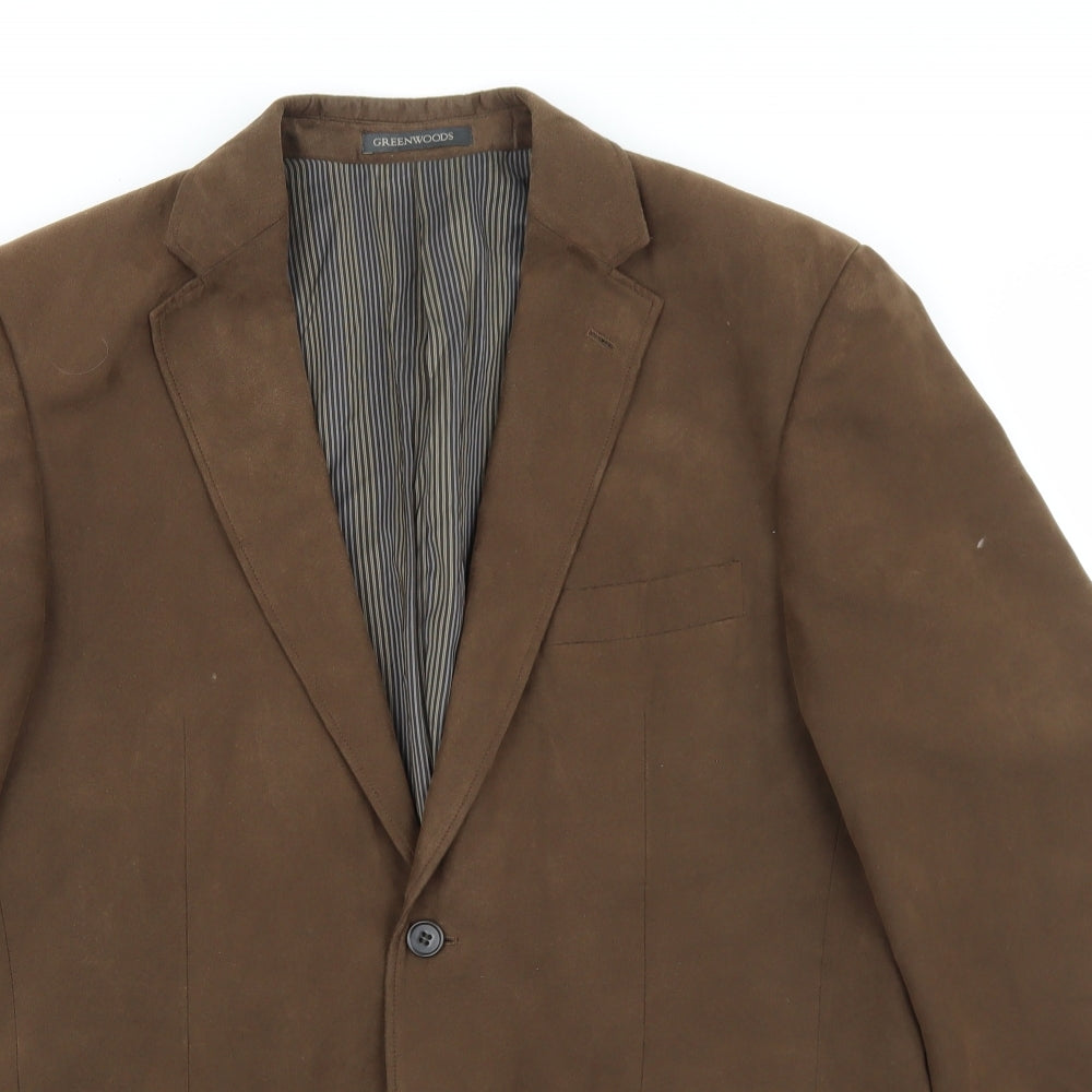 Greenwoods Mens Brown Polyester Jacket Blazer Size 40