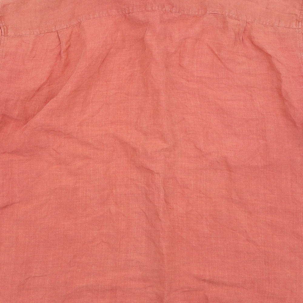 Blue Harbour Mens Orange Cotton Button-Up Size L Collared Button