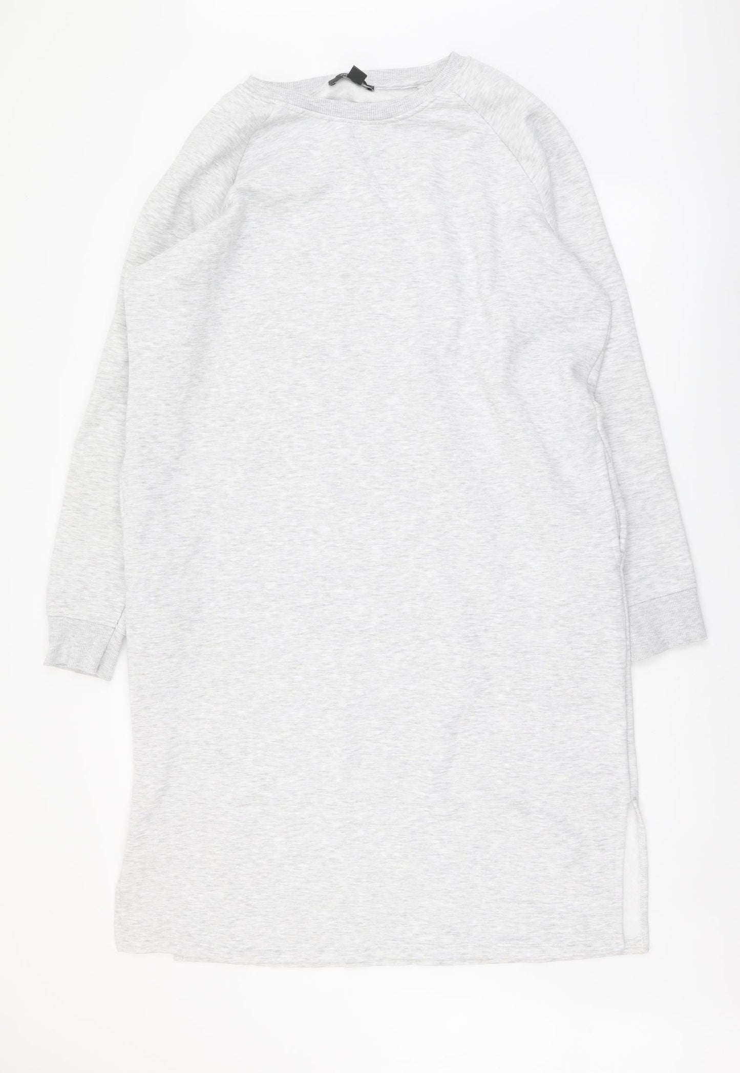Primark Womens Grey Polyester Jumper Dress Size L Round Neck Pullover