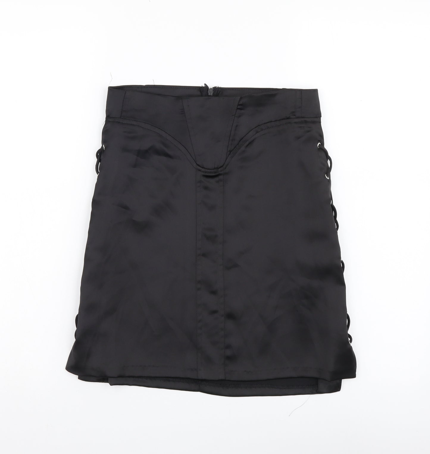 Zara Womens Black Polyester A-Line Skirt Size XS Zip