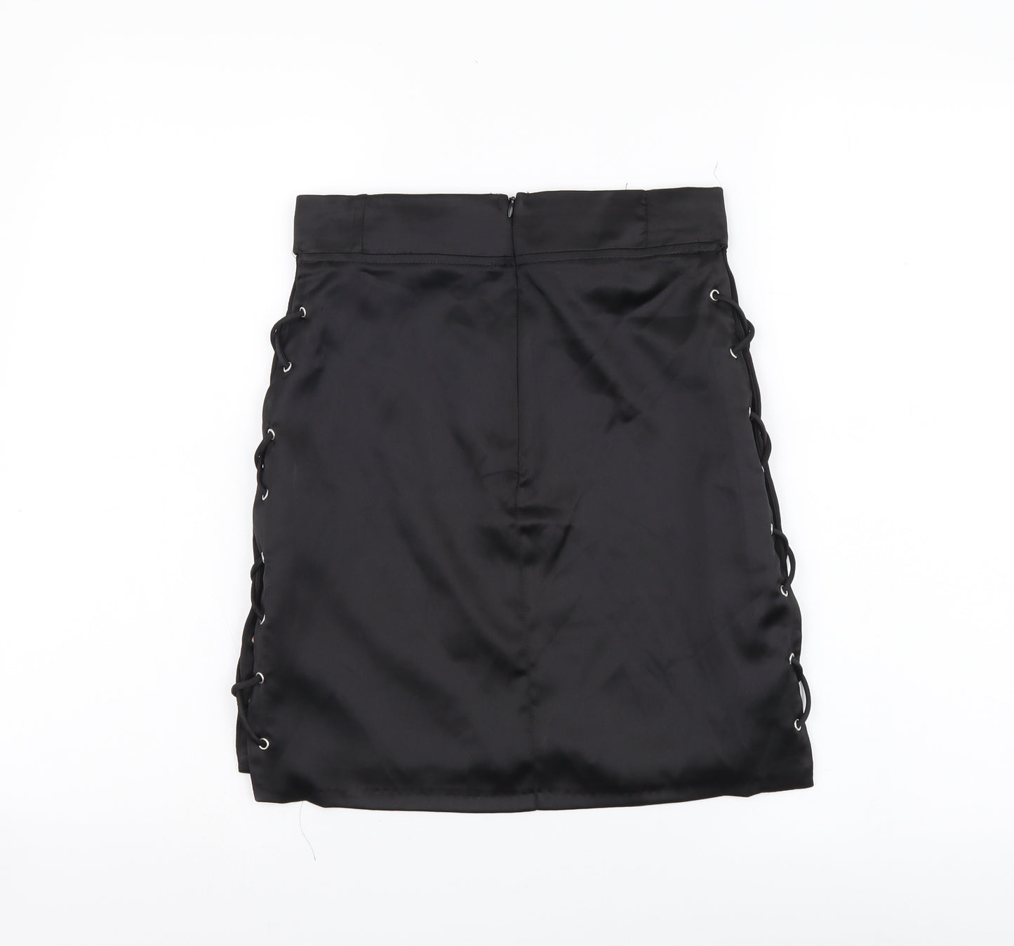 Zara Womens Black Polyester A-Line Skirt Size XS Zip