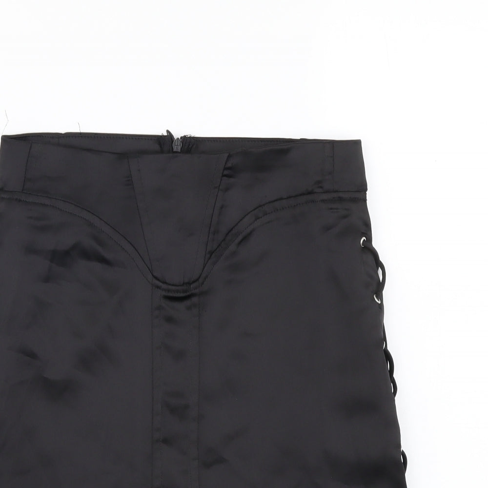 Zara Womens Black Polyester A-Line Skirt Size XS Zip