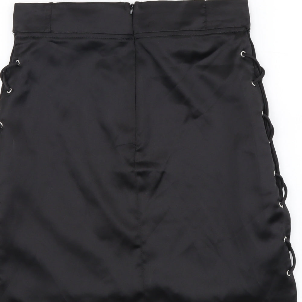 Zara Womens Black Polyester A-Line Skirt Size XS Zip