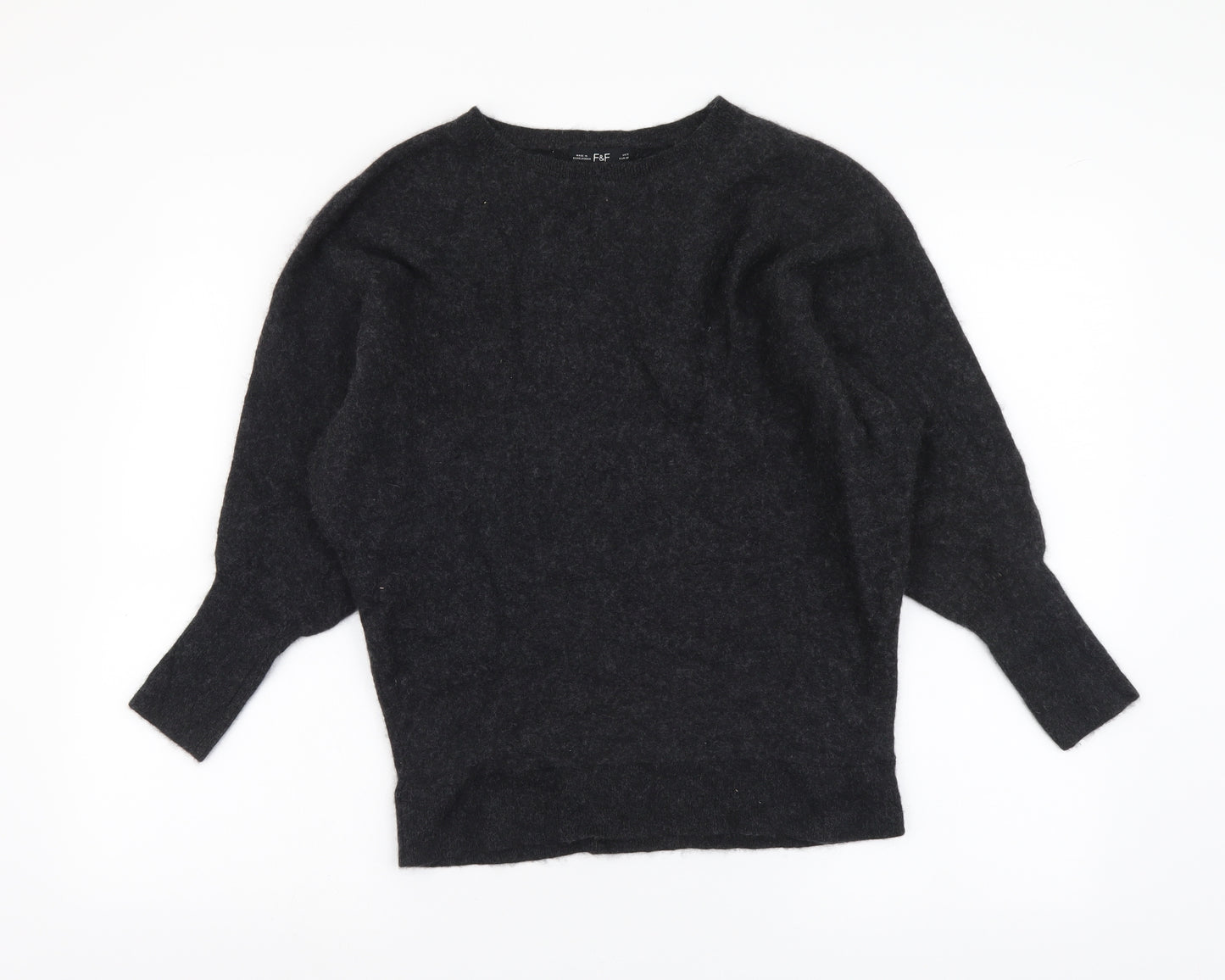 F&F Womens Grey Round Neck Cashmere Pullover Jumper Size 10