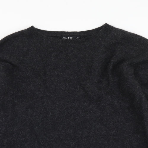 F&F Womens Grey Round Neck Cashmere Pullover Jumper Size 10