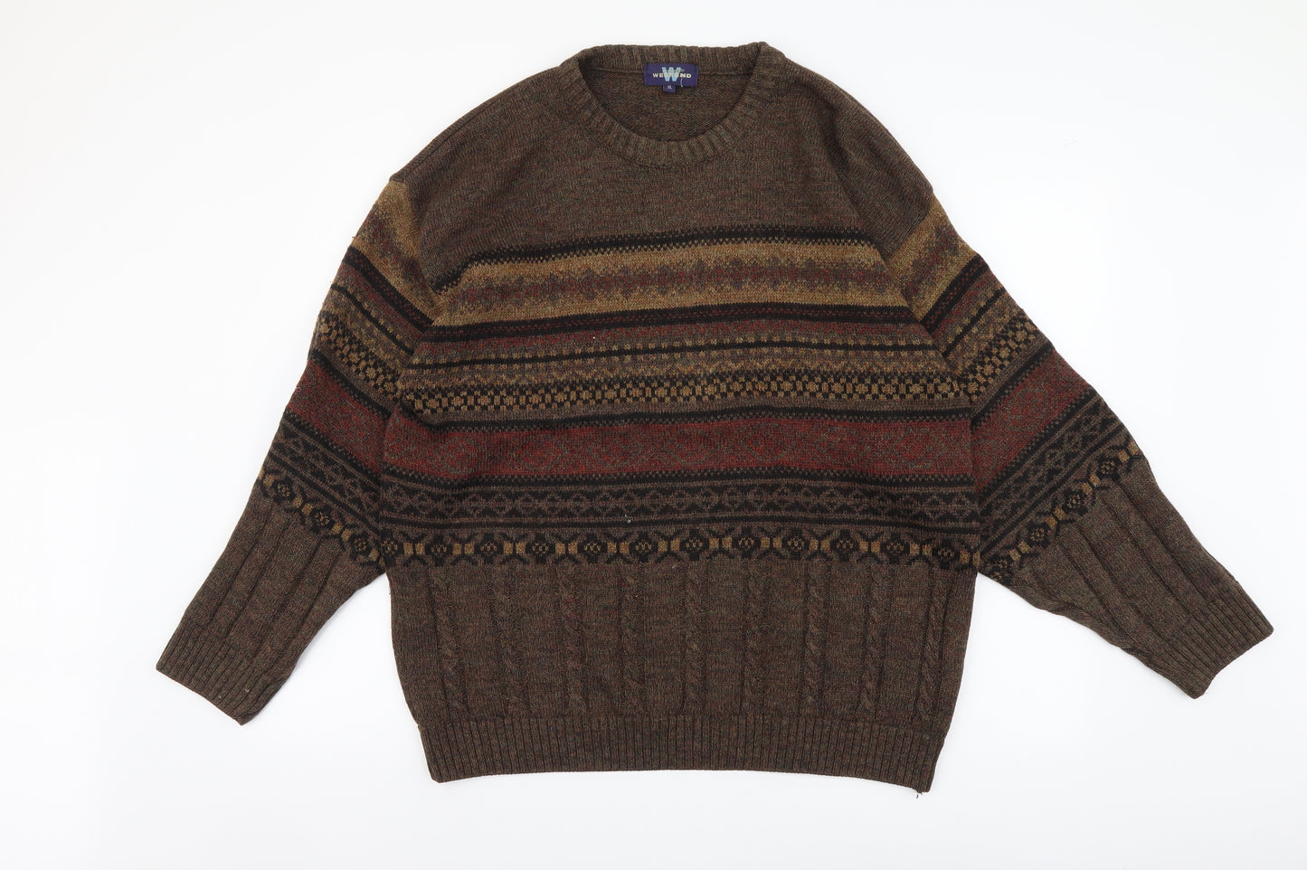 Weekend Mens Brown Round Neck Acrylic Pullover Jumper Size XL