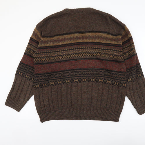 Weekend Mens Brown Round Neck Acrylic Pullover Jumper Size XL